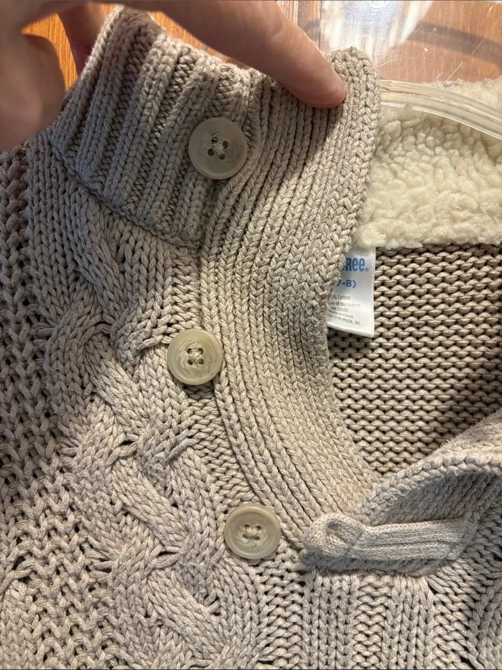 Gymboree Cozy Cable Knit Mock Neck Sweater - Light Gray